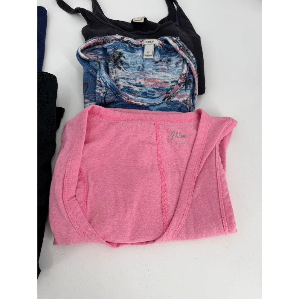 J.Crew Tops Lot Womens M Multi Color Slub Cotton Eyelet Tropical Basics Preppy